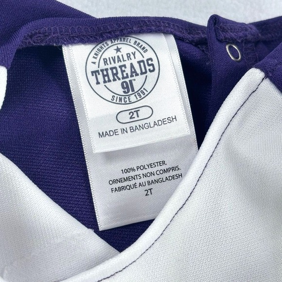 TCU Cheer Dress‎ Toddler 2T Purple White Sleeveless Cute Cheerleader Horn Frogs - Picture 4 of 4